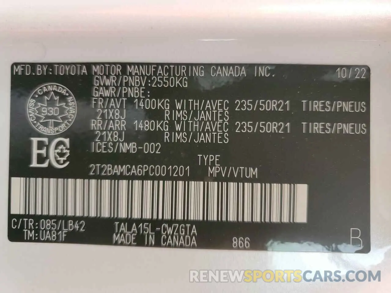 14 Photograph of a damaged car 2T2BAMCA6PC001201 LEXUS RX350 2023