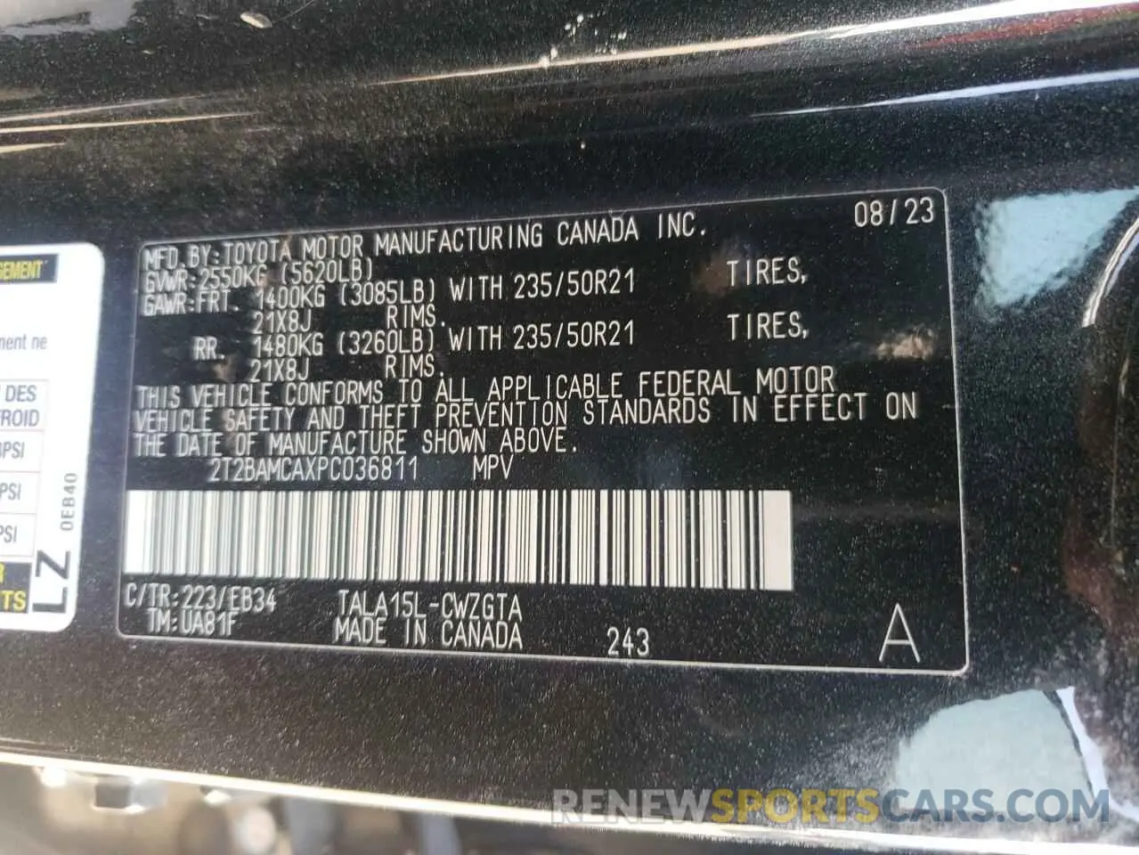 13 Photograph of a damaged car 2T2BAMCAXPC036811 LEXUS RX350 2023