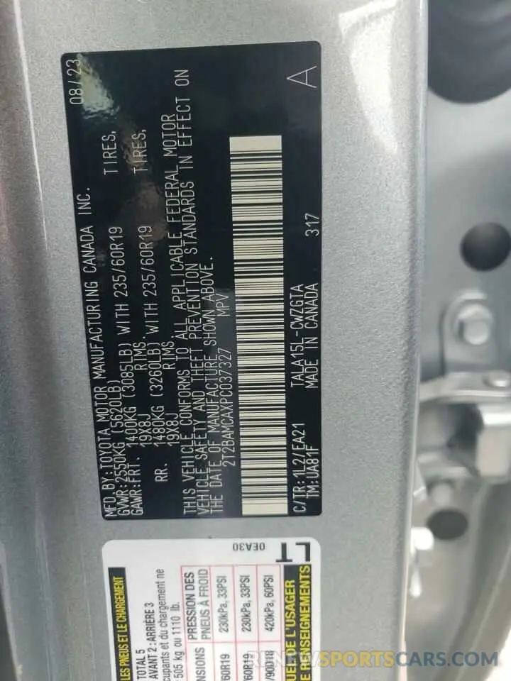 13 Photograph of a damaged car 2T2BAMCAXPC037327 LEXUS RX350 2023