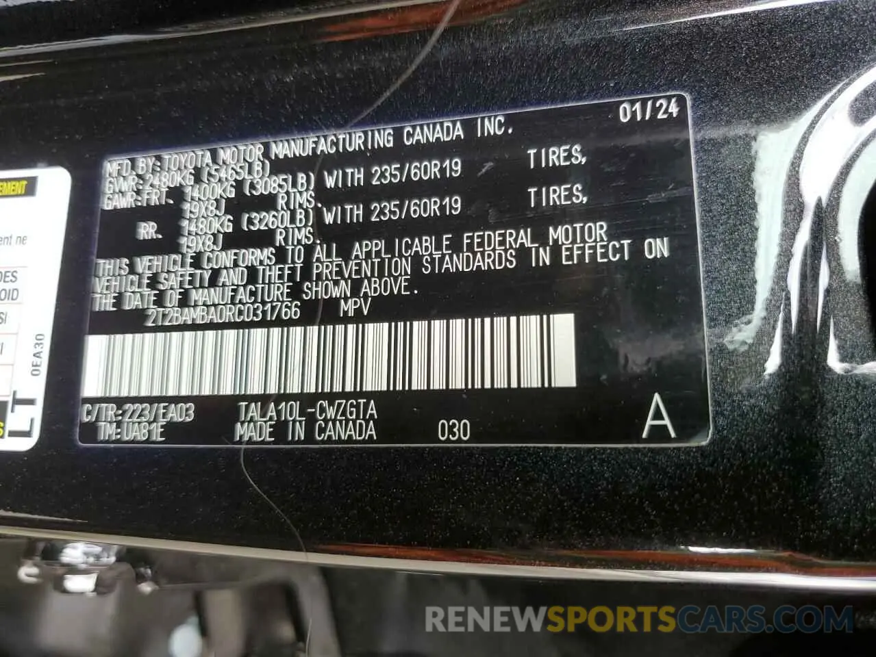 13 Photograph of a damaged car 2T2BAMBA0RC031766 LEXUS RX350 2024