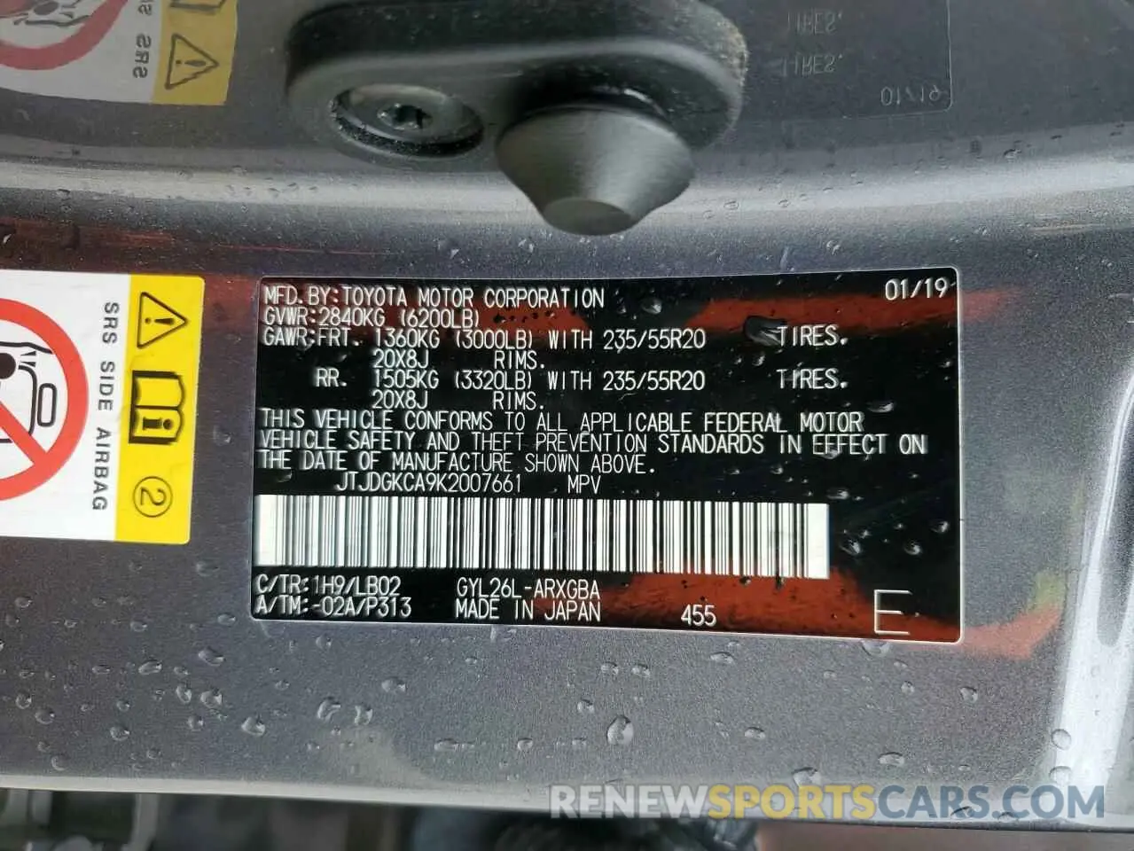 13 Photograph of a damaged car JTJDGKCA9K2007661 LEXUS RX450 2019