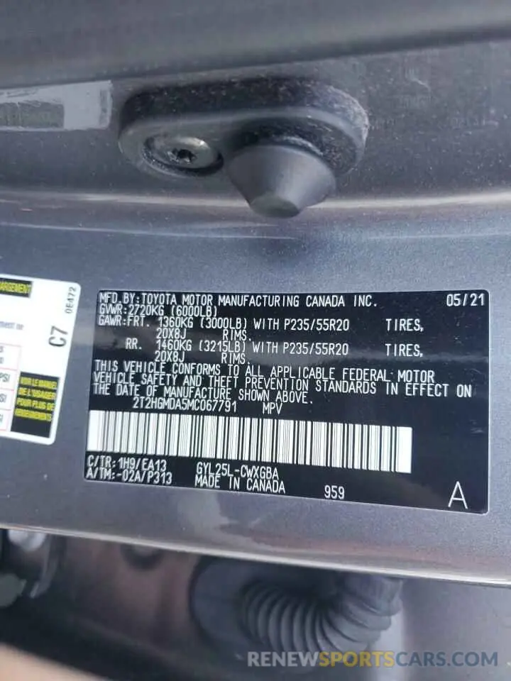 13 Photograph of a damaged car 2T2HGMDA5MC067791 LEXUS RX450 2021