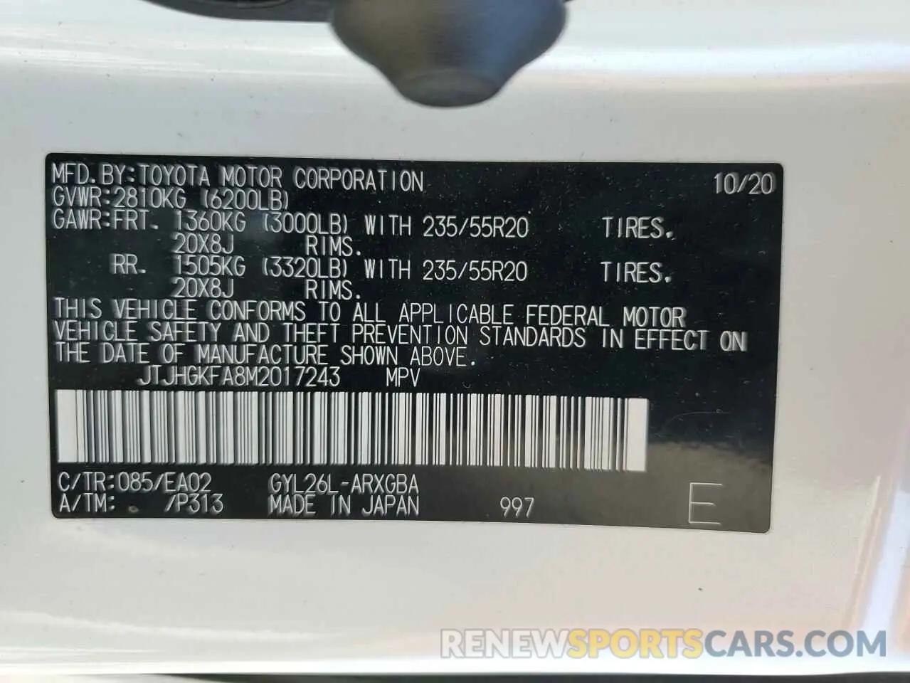 13 Photograph of a damaged car JTJHGKFA8M2017243 LEXUS RX450 2021