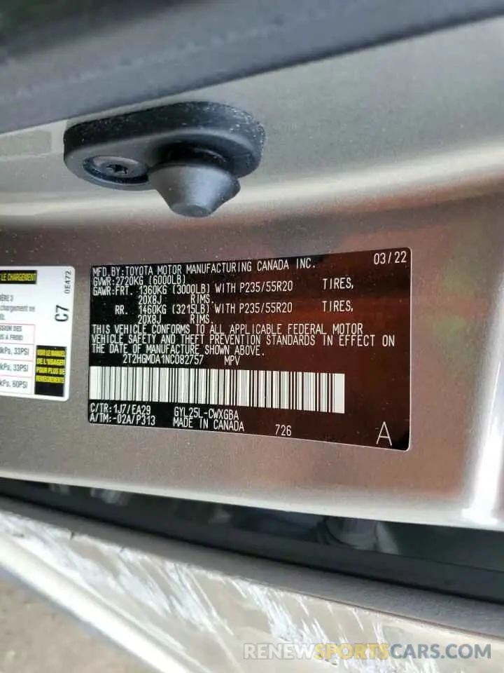 13 Photograph of a damaged car 2T2HGMDA1NC082757 LEXUS RX450 2022