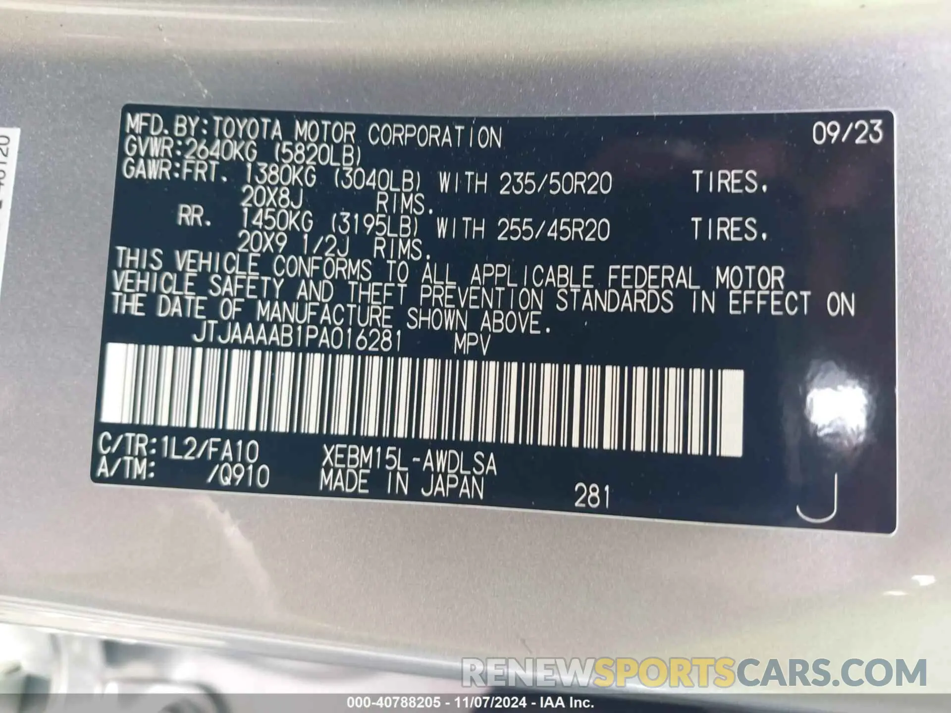 9 Photograph of a damaged car JTJAAAAB1PA016281 LEXUS RZ 450E 2023