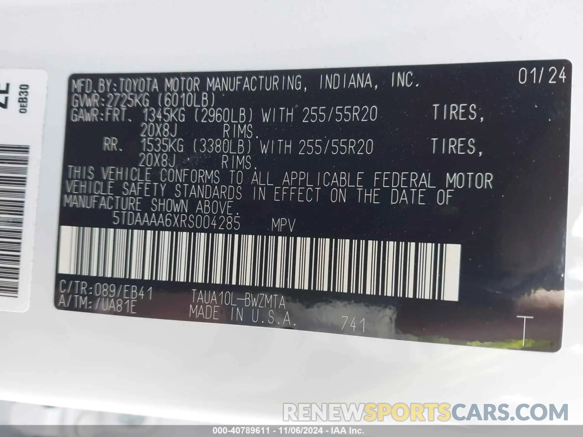 9 Photograph of a damaged car 5TDAAAA6XRS004285 LEXUS TX 2024