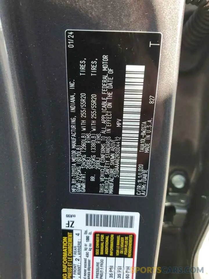 14 Photograph of a damaged car 5TDAAAA62RS004412 LEXUS TX 350 BAS 2024