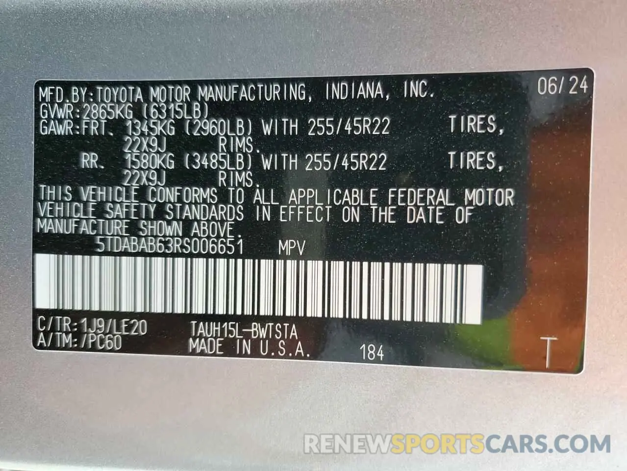 16 Photograph of a damaged car 5TDABAB63RS006651 LEXUS TX 500H F 2024