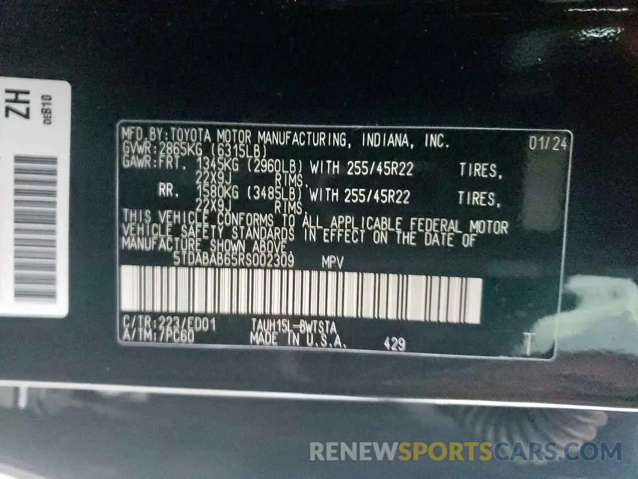 14 Photograph of a damaged car 5TDABAB65RS002309 LEXUS TX 500H F 2024