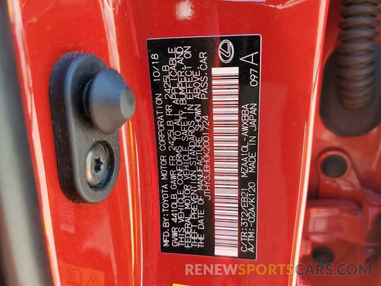 12 Photograph of a damaged car JTHY3JBH0K2001724 LEXUS UX 200 2019