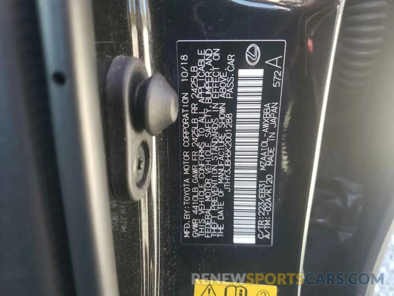 12 Photograph of a damaged car JTHY3JBH6K2001288 LEXUS UX 200 2019