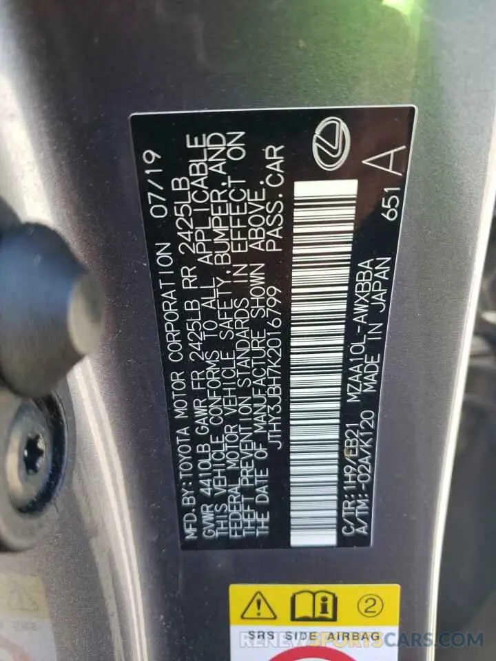 13 Photograph of a damaged car JTHY3JBH7K2016799 LEXUS UX 200 2019