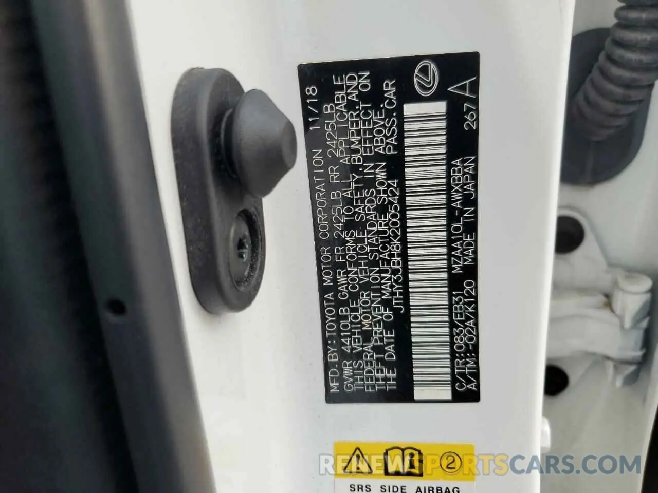 12 Photograph of a damaged car JTHY3JBH8K2005424 LEXUS UX 200 2019