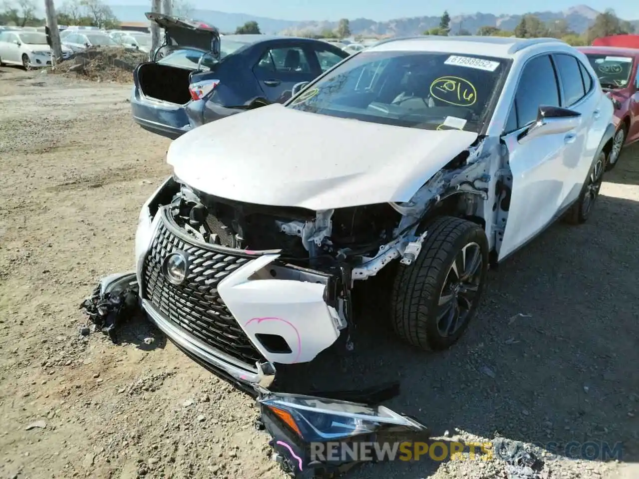 2 Photograph of a damaged car JTHY3JBH8K2013992 LEXUS UX 200 2019