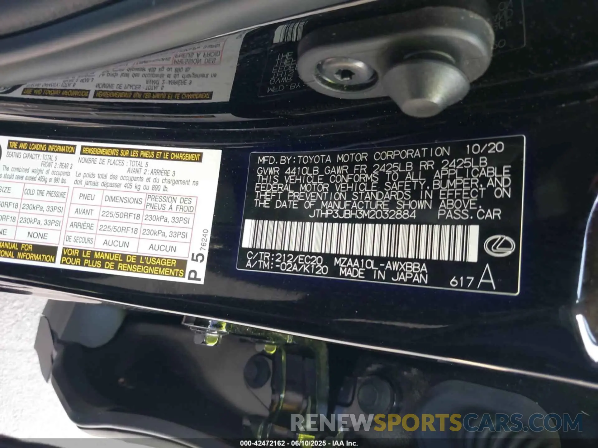 9 Photograph of a damaged car JTHP3JBH3M2032884 LEXUS UX 200 2021