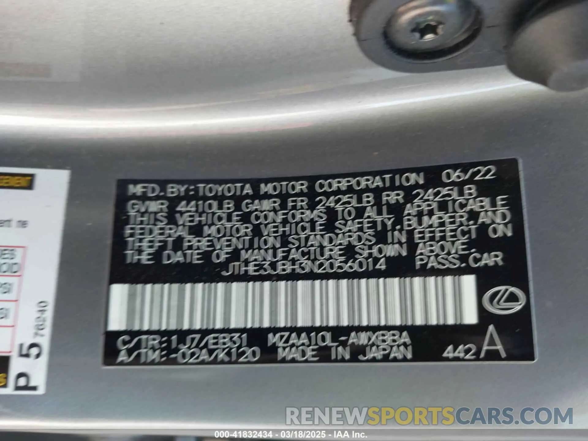 9 Photograph of a damaged car JTHE3JBH3N2056014 LEXUS UX 200 2022