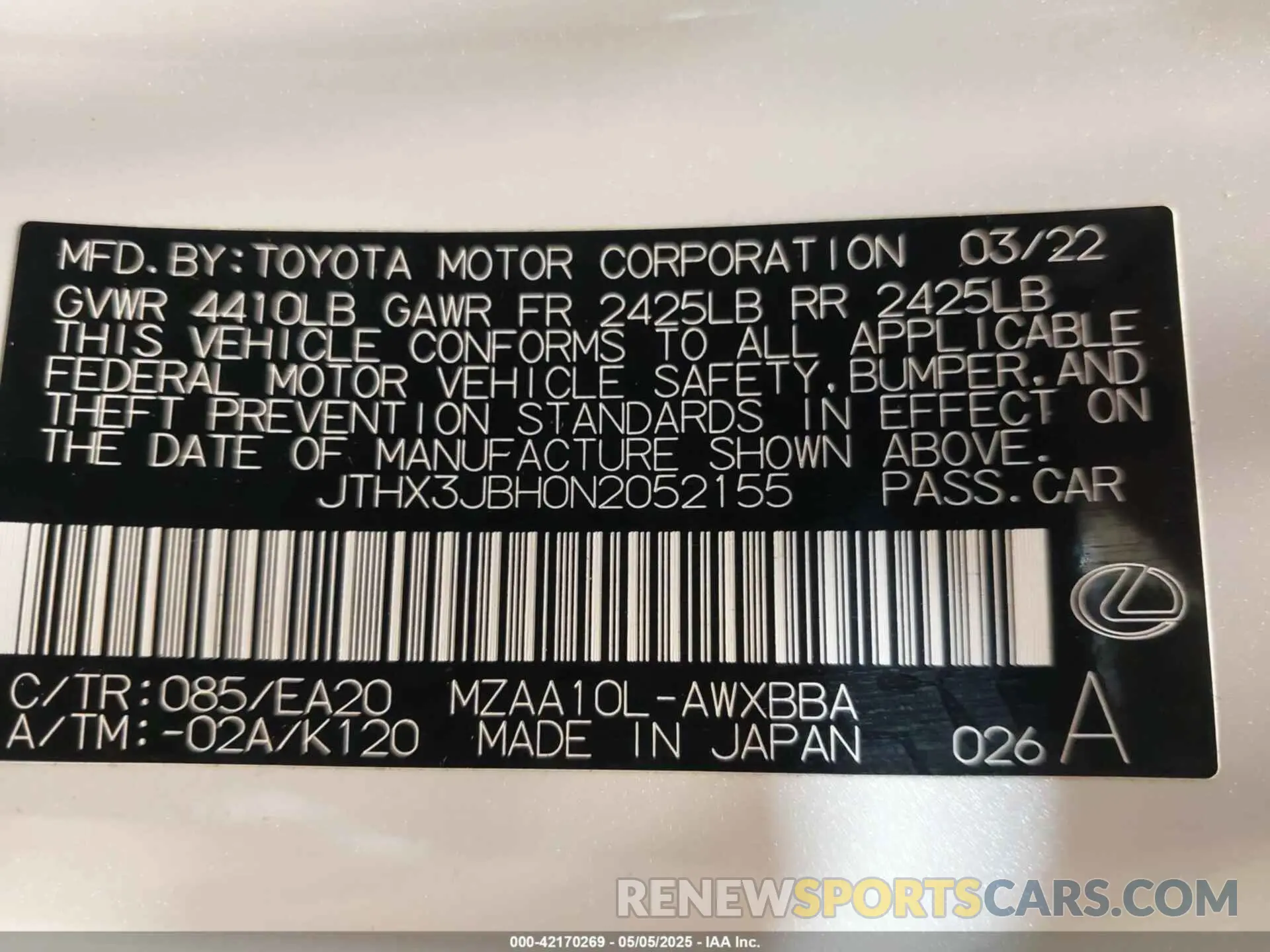 9 Photograph of a damaged car JTHX3JBH0N2052155 LEXUS UX 200 2022