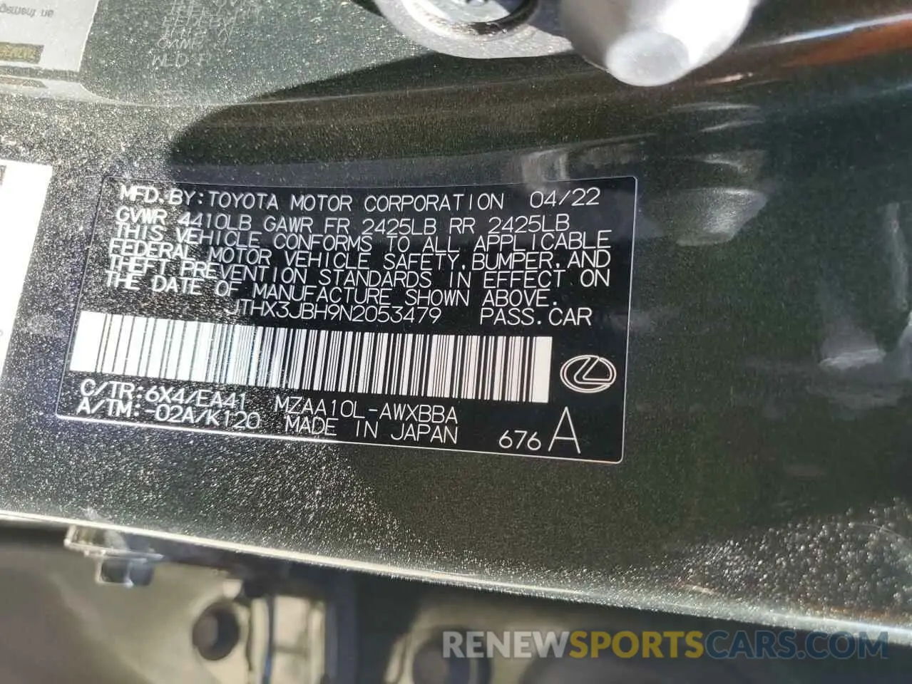 14 Photograph of a damaged car JTHX3JBH9N2053479 LEXUS UX 200 BAS 2022