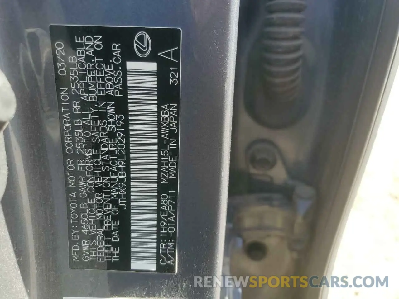 14 Photograph of a damaged car JTHX9JBH9L2029193 LEXUS UX 250H 2020