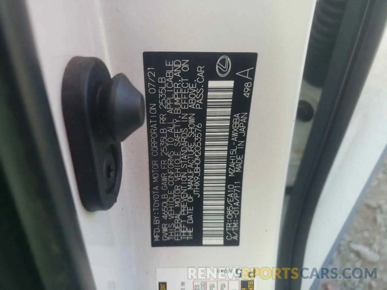 13 Photograph of a damaged car JTHX9JBH0M2053576 LEXUS UX 250H 2021