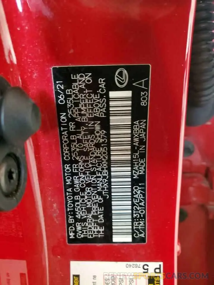 12 Photograph of a damaged car JTHX9JBHXM2051379 LEXUS UX 250H 2021