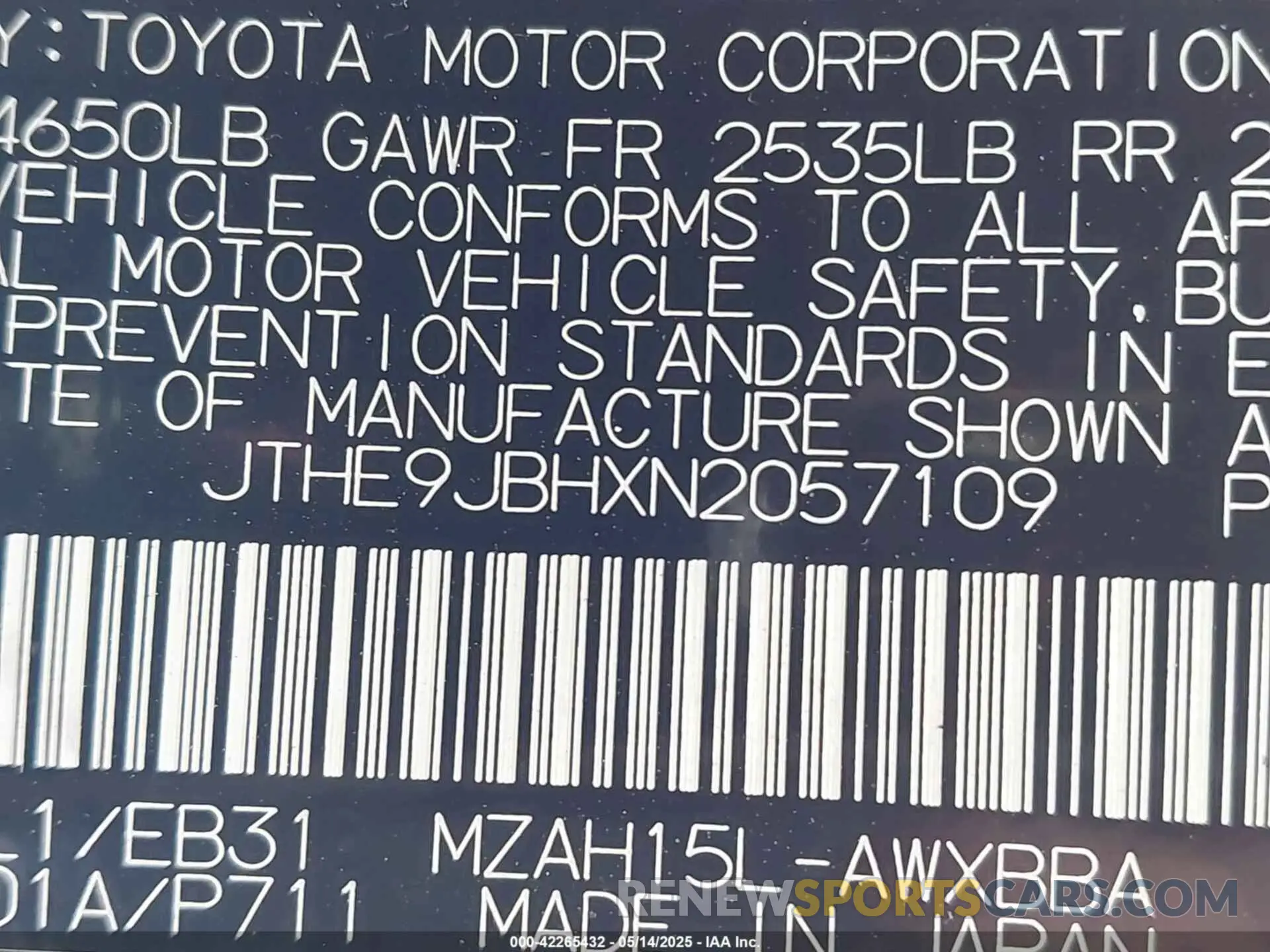 9 Photograph of a damaged car JTHE9JBHXN2057109 LEXUS UX 250H 2022