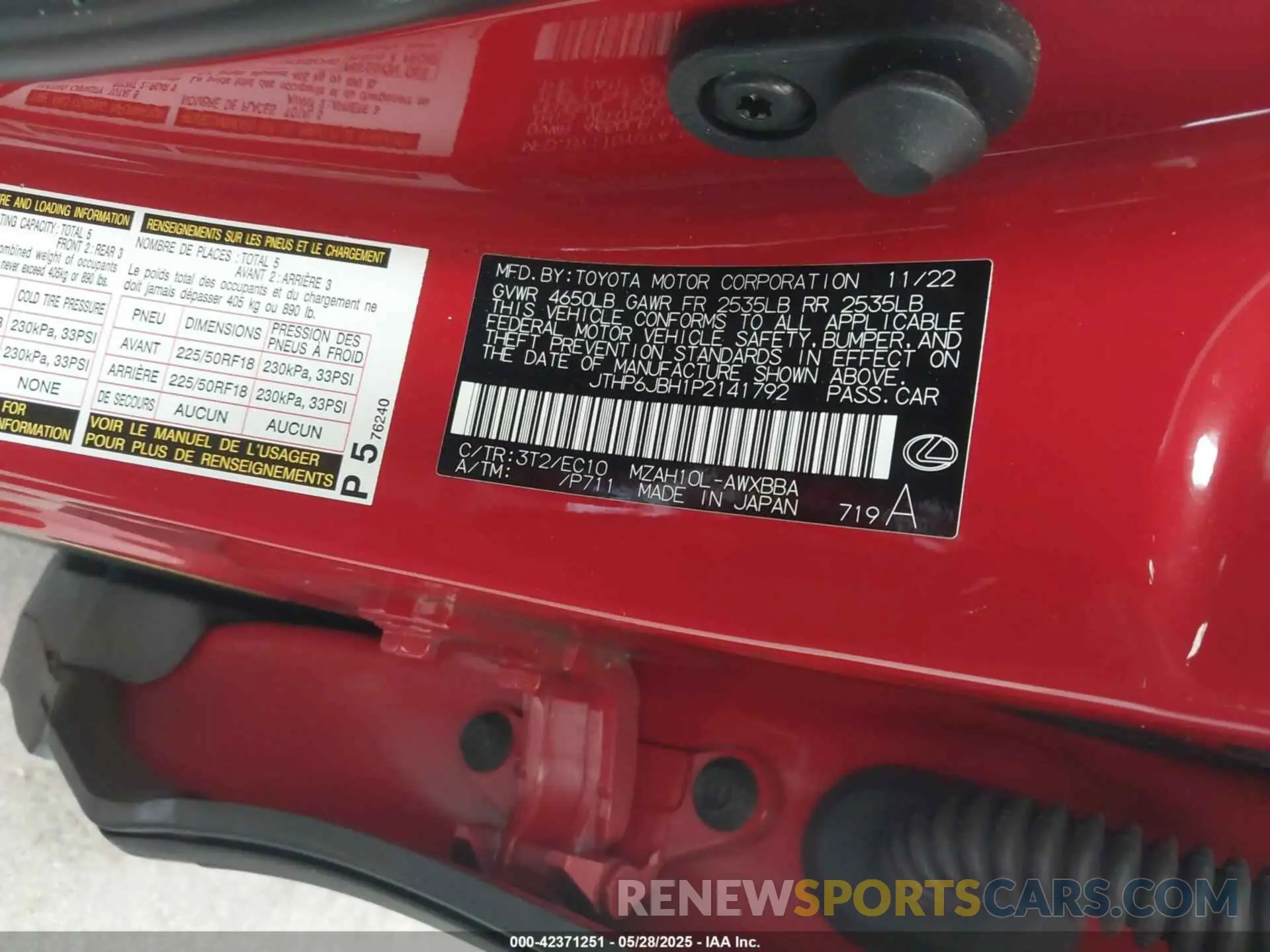 9 Photograph of a damaged car JTHP6JBH1P2141792 LEXUS UX 250H 2023