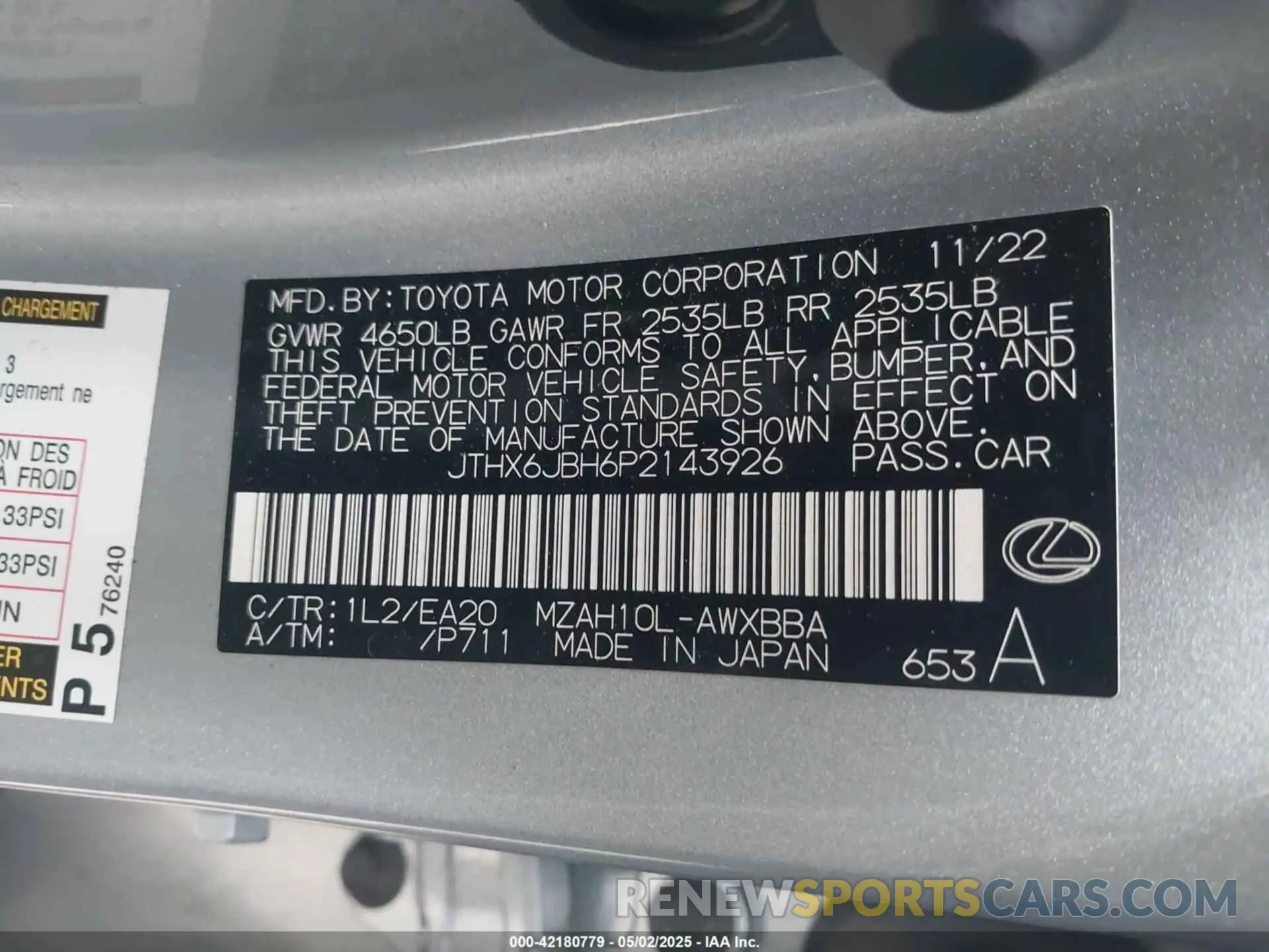 9 Photograph of a damaged car JTHX6JBH6P2143926 LEXUS UX 250H 2023