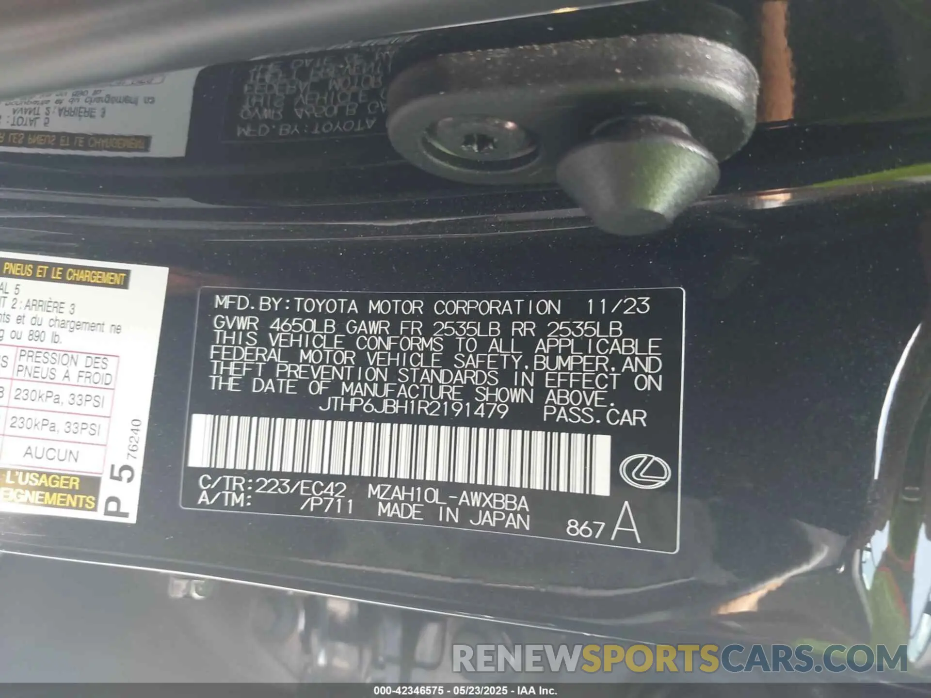 9 Photograph of a damaged car JTHP6JBH1R2191479 LEXUS UX 250H 2024