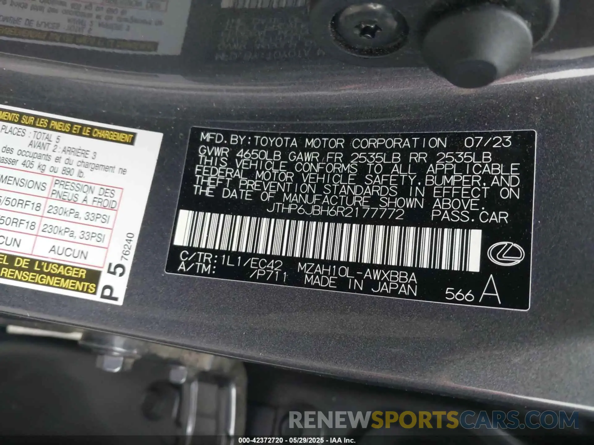 9 Photograph of a damaged car JTHP6JBH6R2177772 LEXUS UX 250H 2024