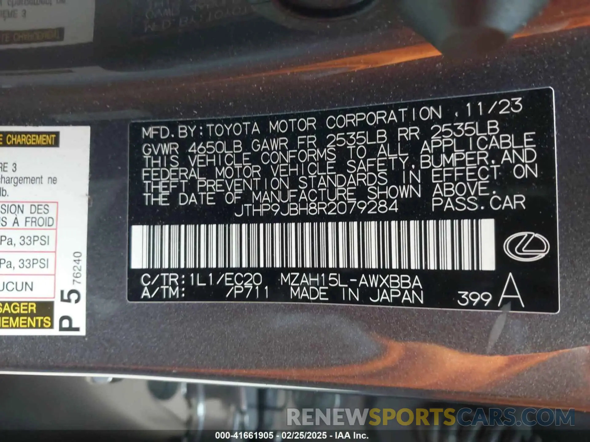 9 Photograph of a damaged car JTHP9JBH8R2079284 LEXUS UX 250H 2024
