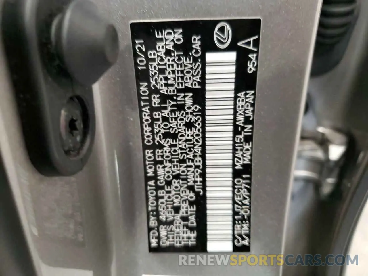 13 Photograph of a damaged car JTHP9JBH4N2056319 LEXUS UX 250H BA 2022