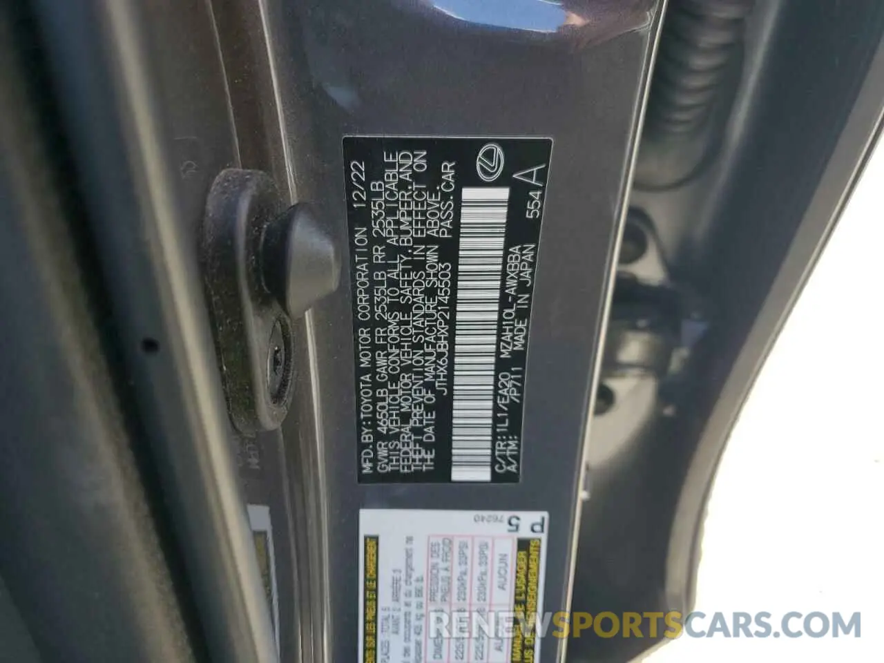 13 Photograph of a damaged car JTHX6JBHXP2145503 LEXUS UX 250H BA 2023