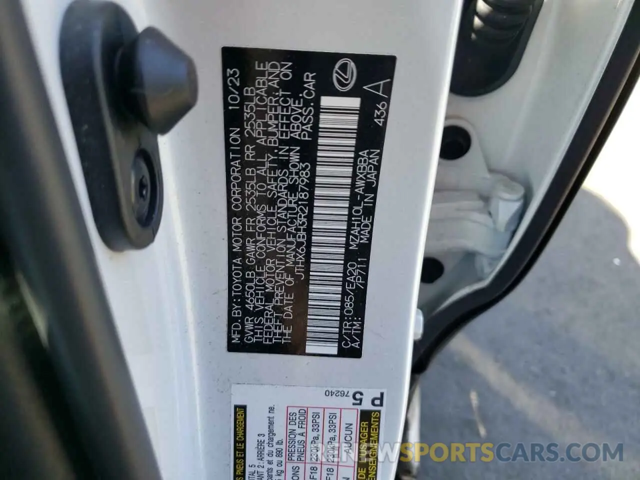 12 Photograph of a damaged car JTHX6JBH3R2187983 LEXUS UX 250H BA 2024