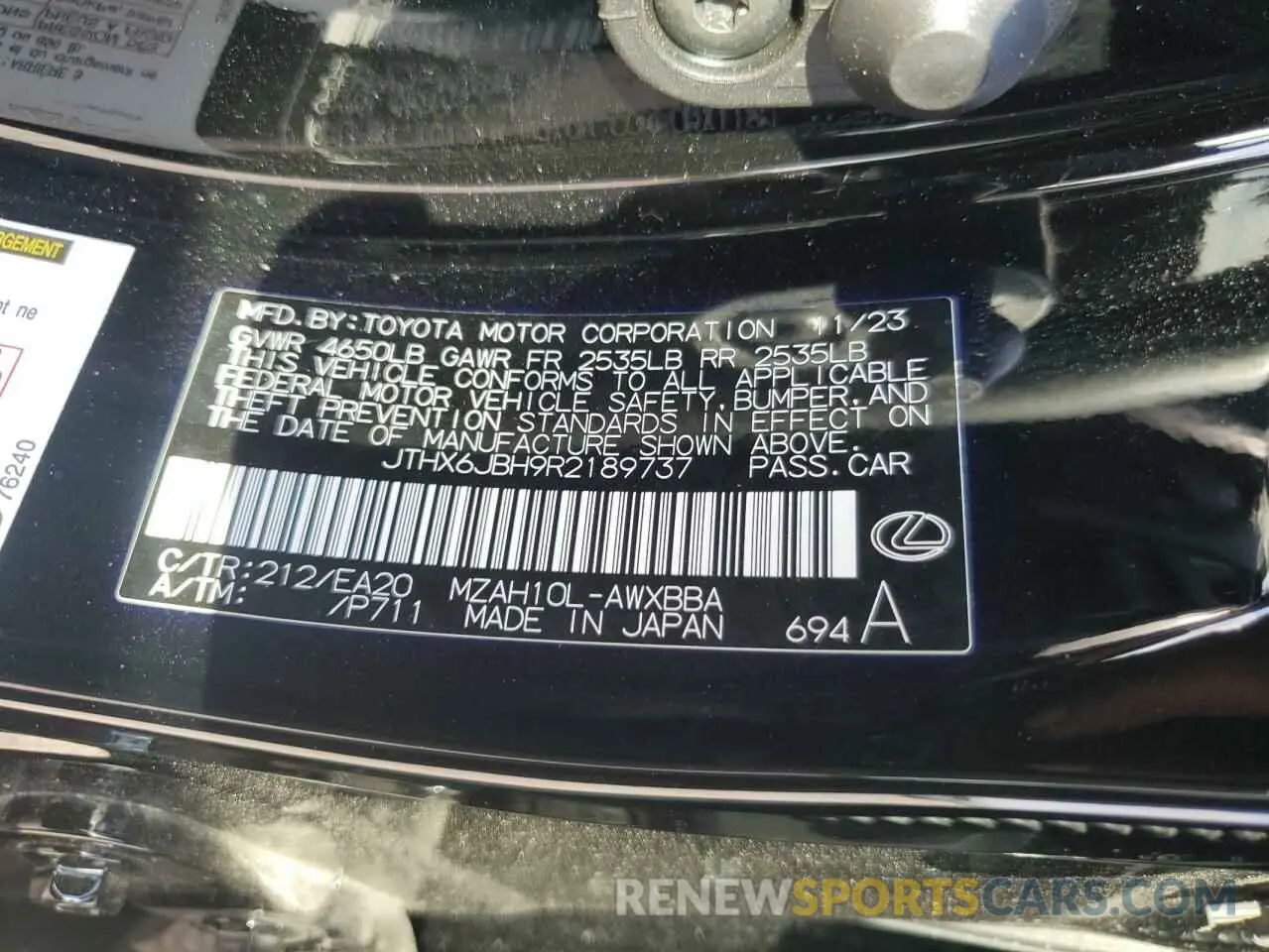 13 Photograph of a damaged car JTHX6JBH9R2189737 LEXUS UX 250H BA 2024