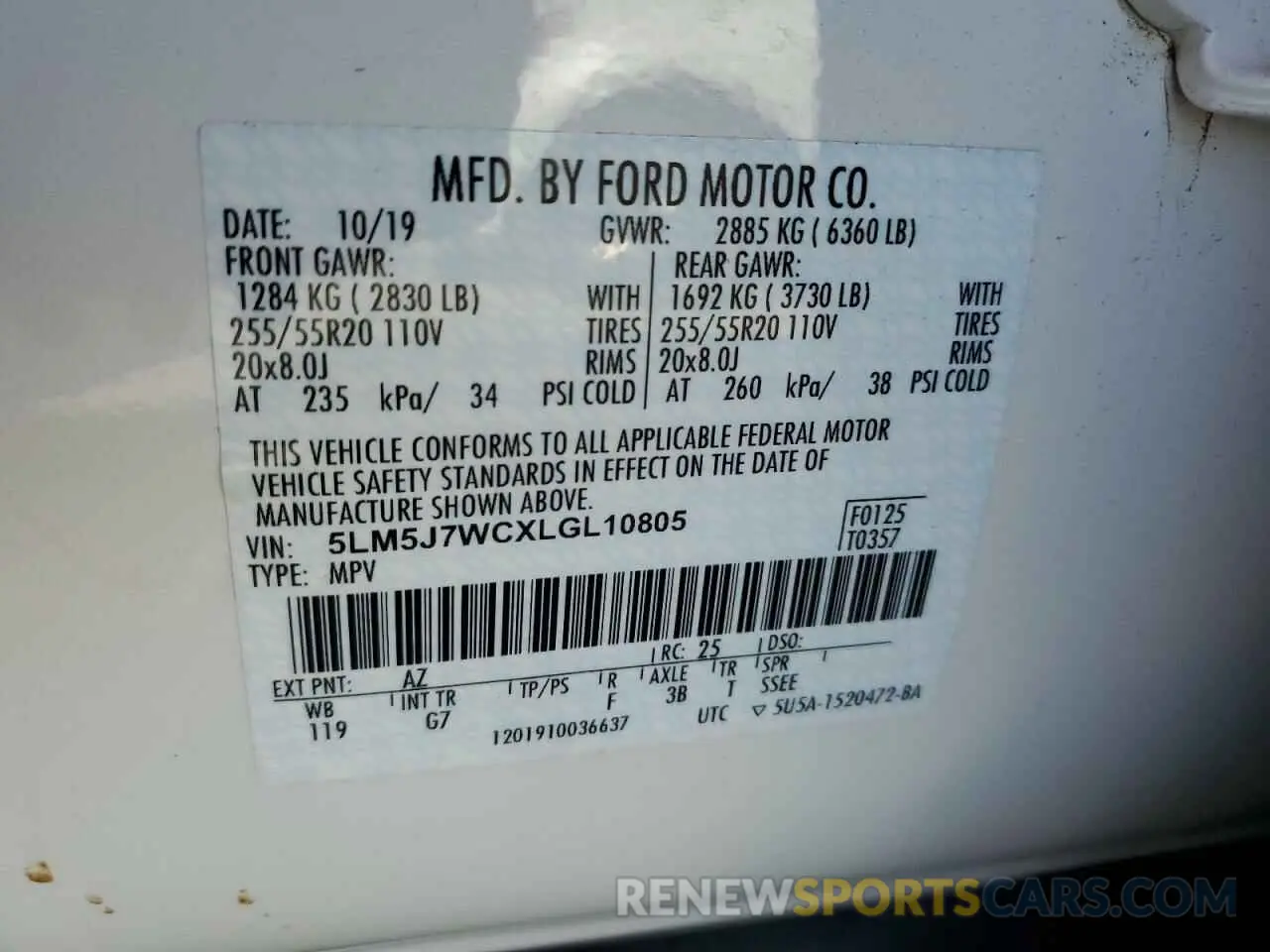 14 Photograph of a damaged car 5LM5J7WCXLGL10805 LINCOLN AVIATOR 2020