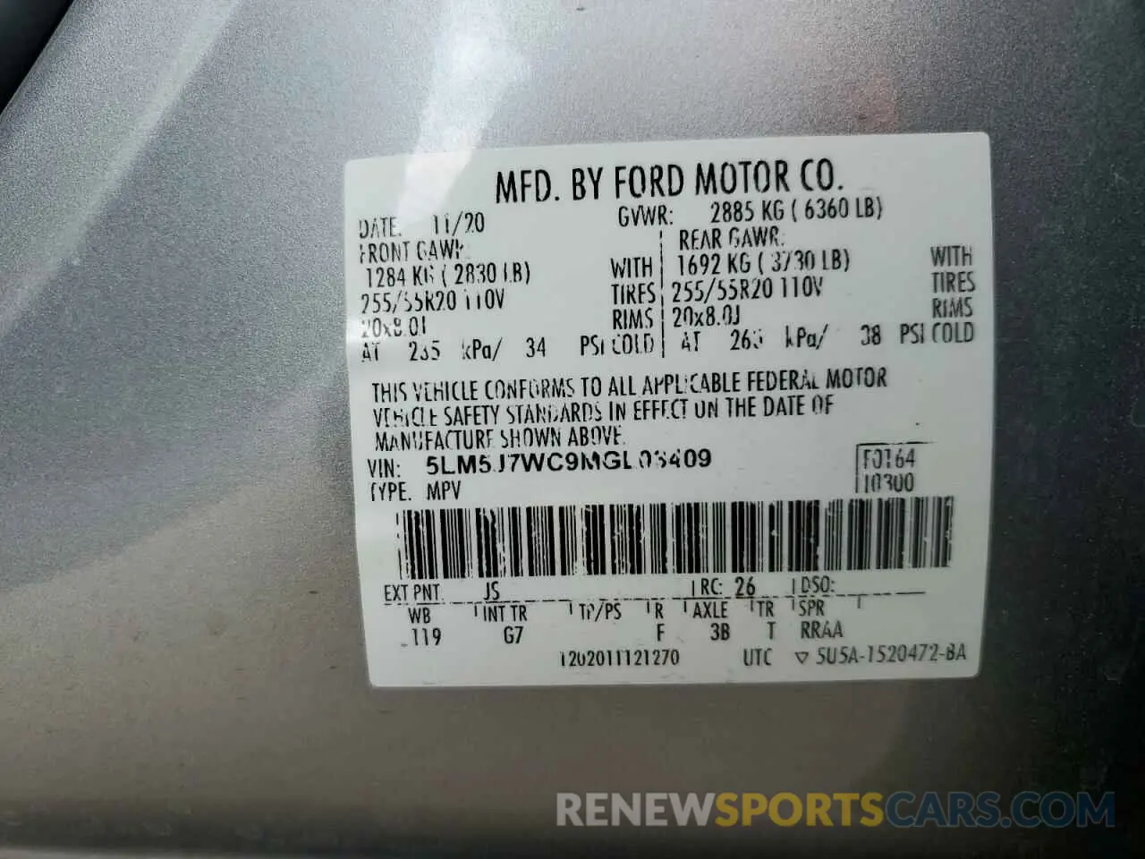 14 Photograph of a damaged car 5LM5J7WC9MGL03409 LINCOLN AVIATOR 2021