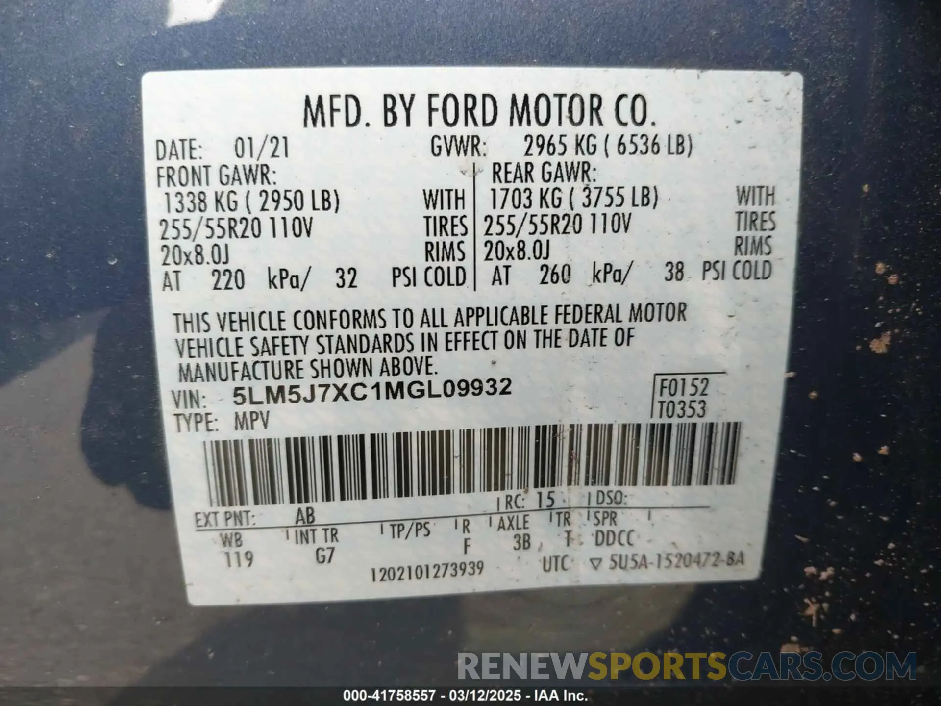 9 Photograph of a damaged car 5LM5J7XC1MGL09932 LINCOLN AVIATOR 2021