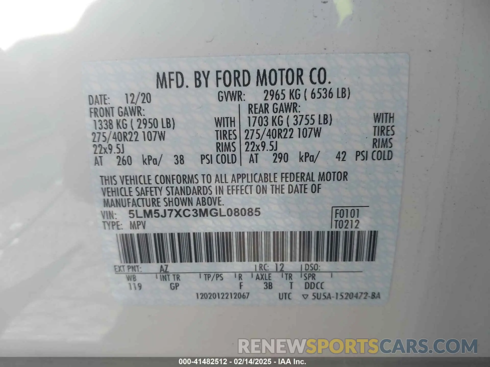 9 Photograph of a damaged car 5LM5J7XC3MGL08085 LINCOLN AVIATOR 2021