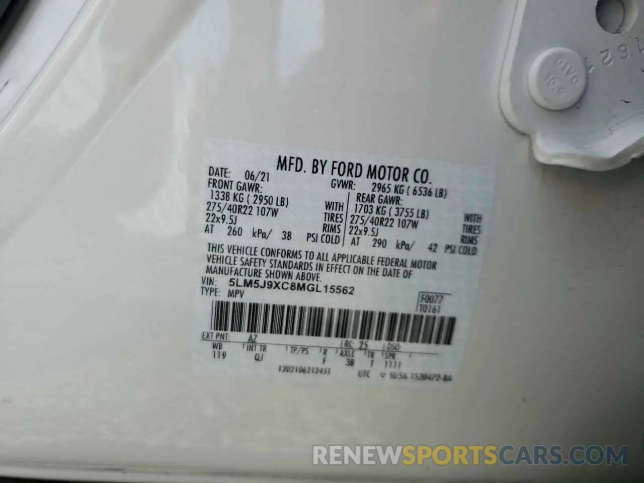 14 Photograph of a damaged car 5LM5J9XC8MGL15562 LINCOLN AVIATOR 2021