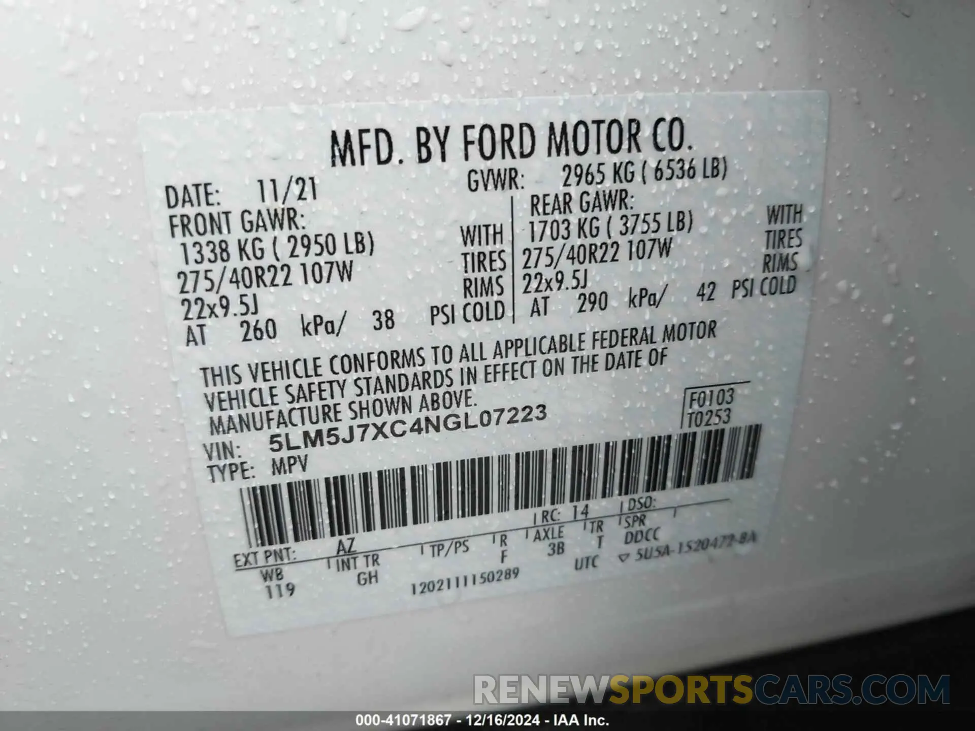 9 Photograph of a damaged car 5LM5J7XC4NGL07223 LINCOLN AVIATOR 2022
