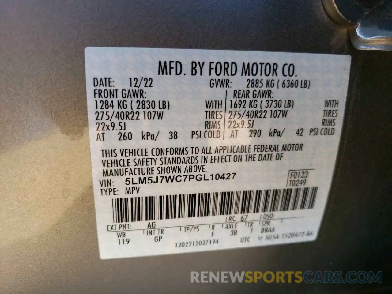 14 Photograph of a damaged car 5LM5J7WC7PGL10427 LINCOLN AVIATOR 2023
