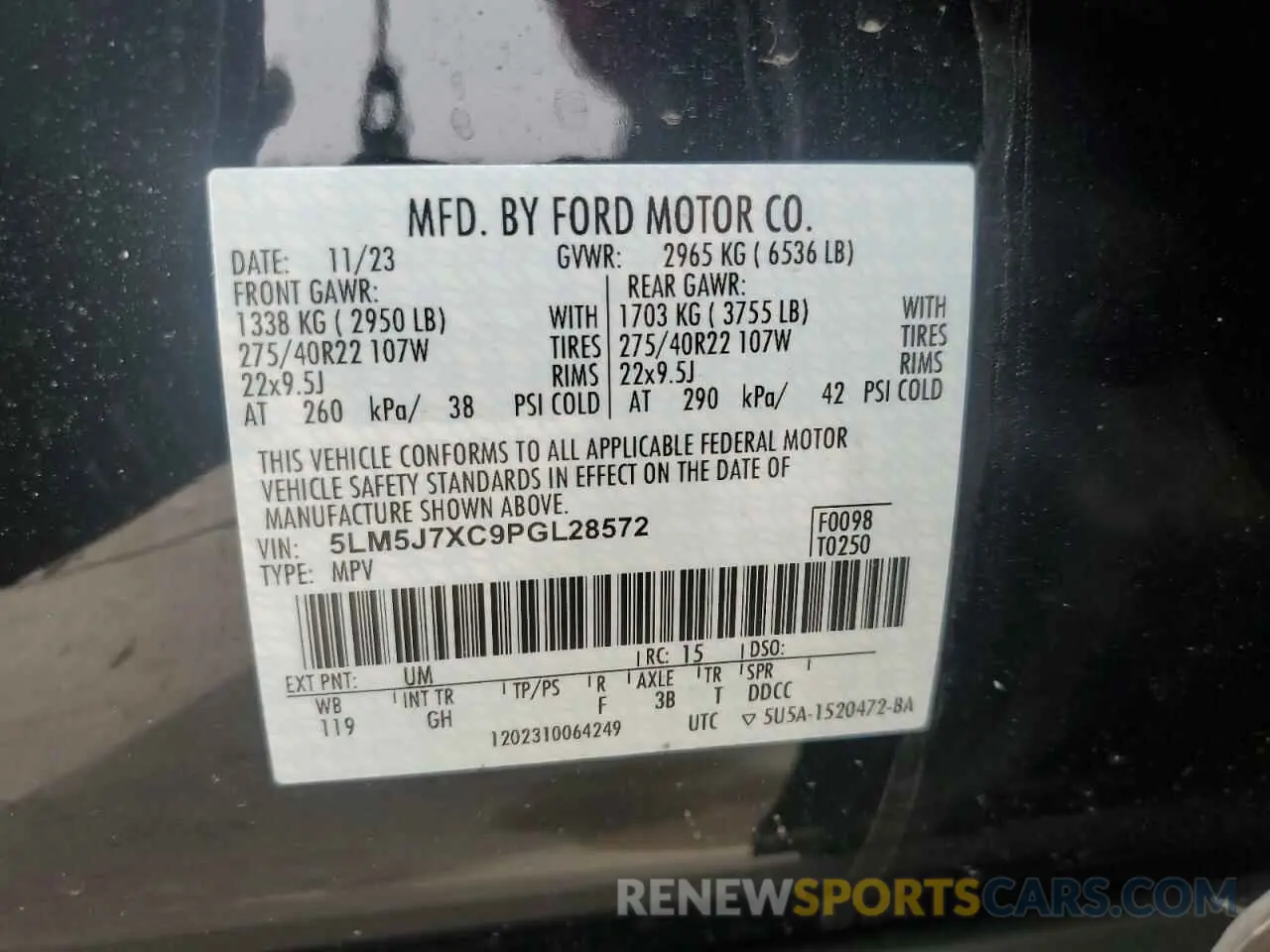 14 Photograph of a damaged car 5LM5J7XC9PGL28572 LINCOLN AVIATOR 2023