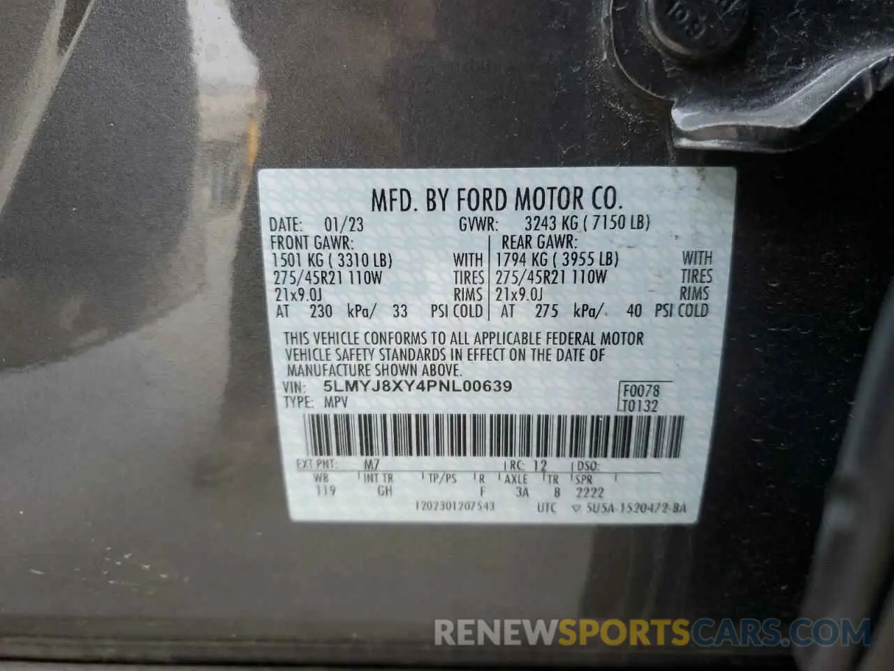16 Photograph of a damaged car 5LMYJ8XY4PNL00639 LINCOLN AVIATOR 2023