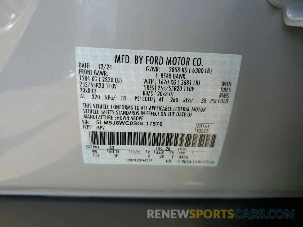 13 Photograph of a damaged car 5LM5J6WC0SGL17576 LINCOLN AVIATOR 2025