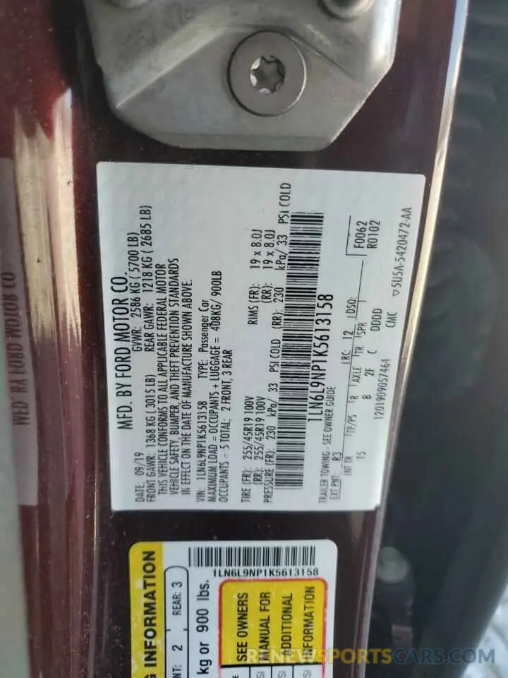 13 Photograph of a damaged car 1LN6L9NP1K5613158 LINCOLN CONTINENTL 2019