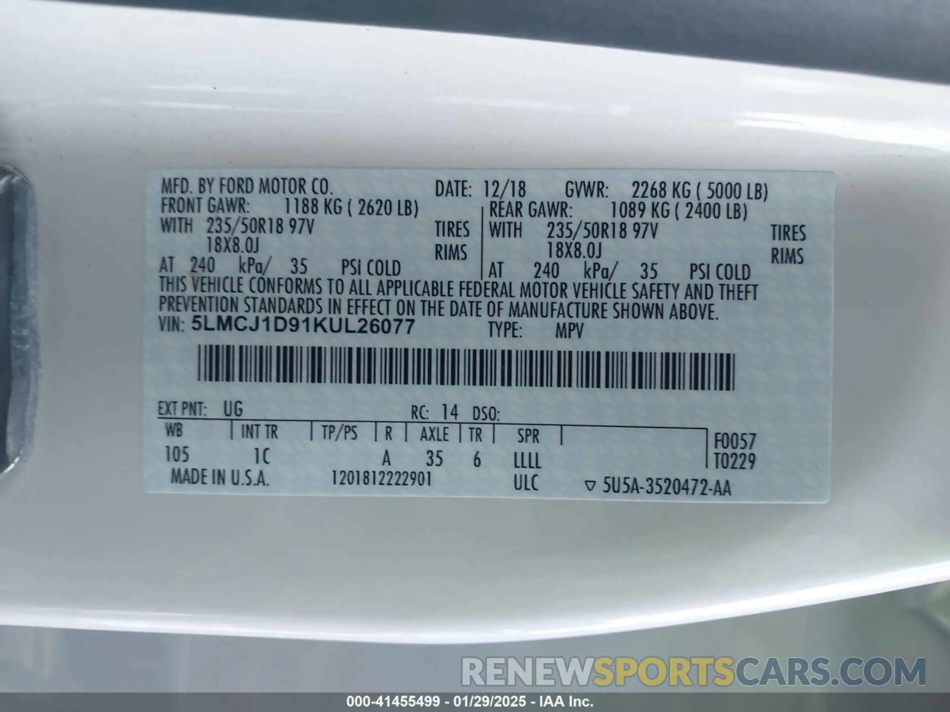 9 Photograph of a damaged car 5LMCJ1D91KUL26077 LINCOLN MKC 2019