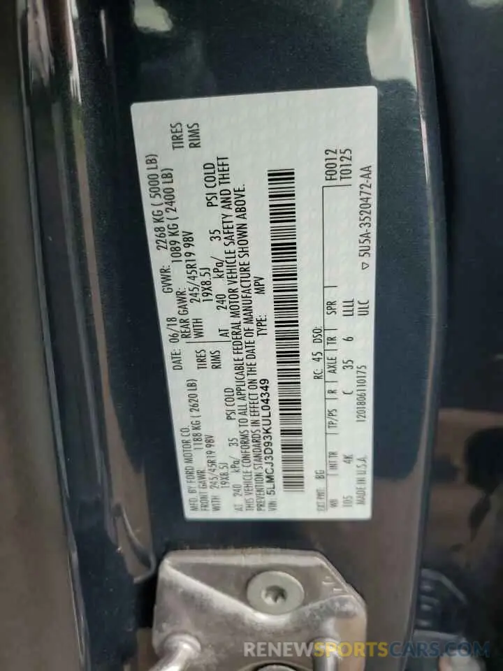 13 Photograph of a damaged car 5LMCJ3D93KUL04349 LINCOLN MKC 2019