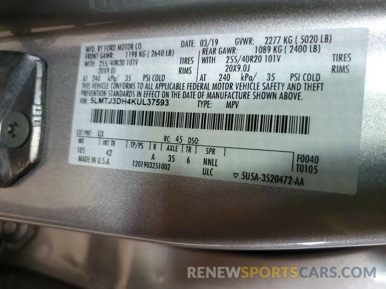 15 Photograph of a damaged car 5LMTJ3DH4KUL37593 LINCOLN MKC 2019