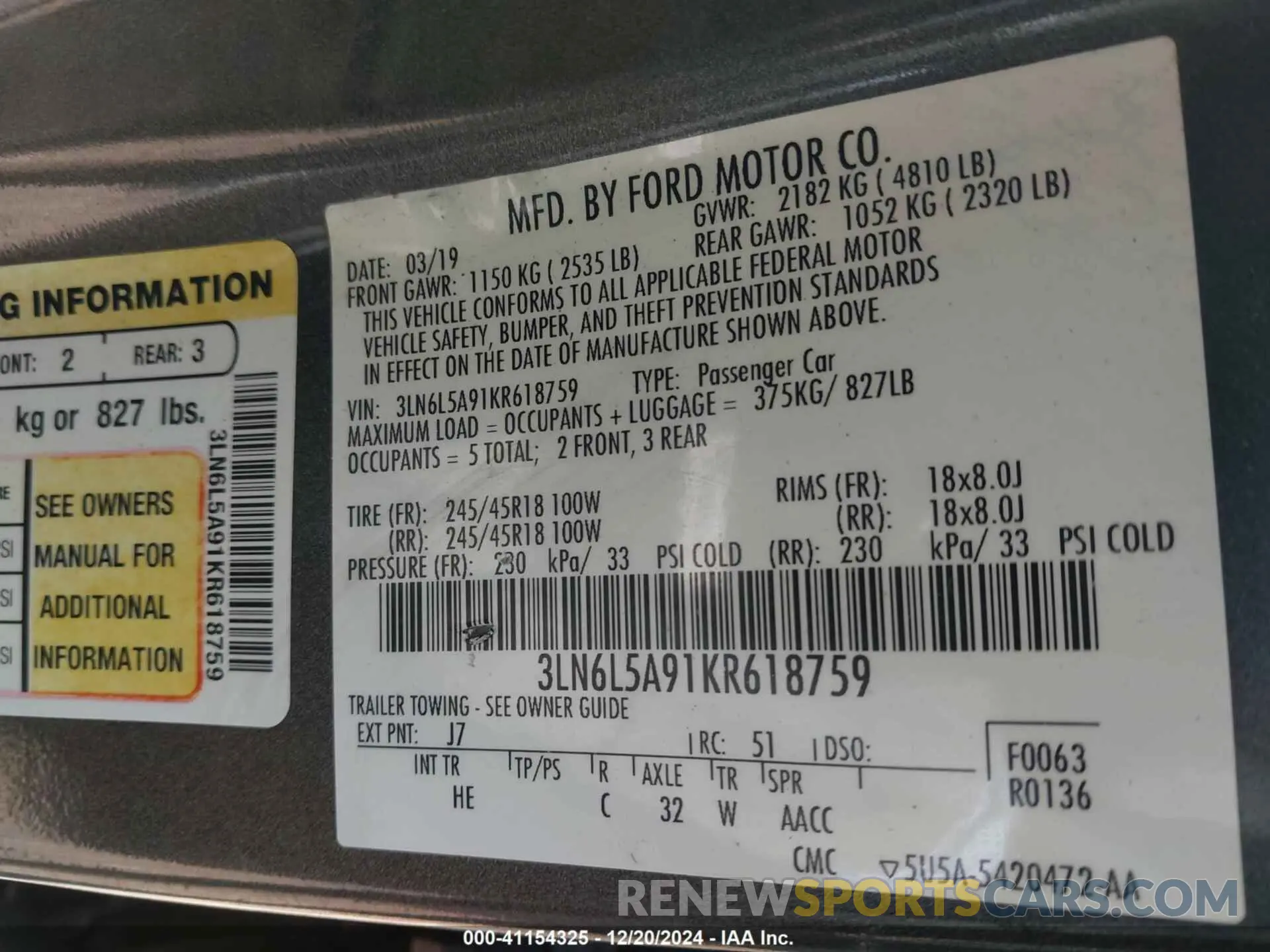 9 Photograph of a damaged car 3LN6L5A91KR618759 LINCOLN MKZ 2019